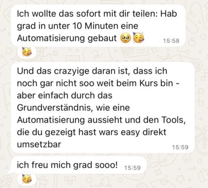 Testimonial Screenshot eines WhatsApp Chats